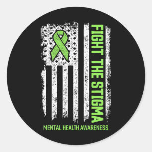 Mental Health Awareness Fight the Stigma Mental H Classic Round Sticker