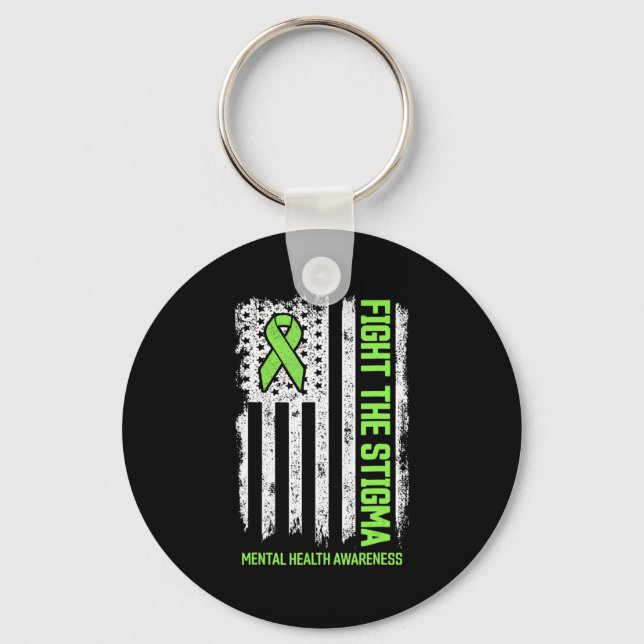 Mental Health Awareness  Fight The Stigma Mental H Keychain (Front)