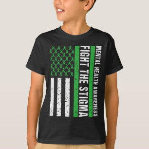 Mental Health Awareness Fight The Stigma Us Flag C T-Shirt