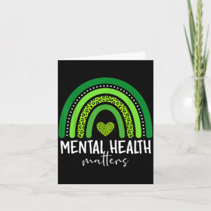 Mental health awareness green rainbow brain card
