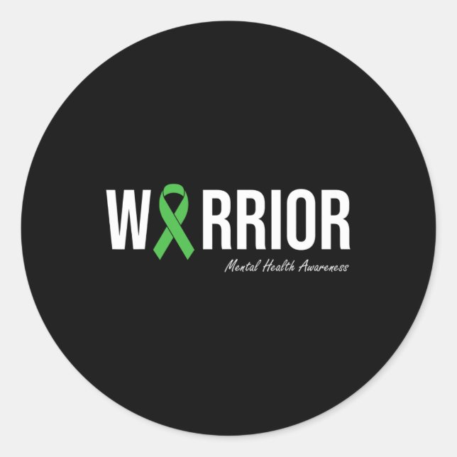 Mental Health Awareness Green Ribbon 2 Classic Round Sticker (Front)
