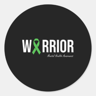 Mental Health Awareness Green Ribbon 2  Classic Round Sticker