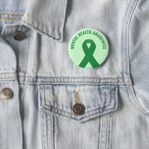 Mental Health Awareness Green Ribbon 2 Inch Round Button