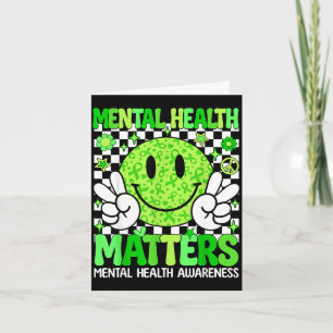 Mental health awareness green ribbon brain illness card