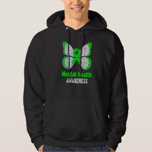 Mental Health Awareness Green Ribbon Butterfly Men Hoodie