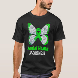 Mental Health Awareness Green Ribbon Butterfly Men T-Shirt
