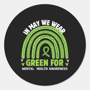 Mental Health Awareness Green Ribbon Classic Round Sticker