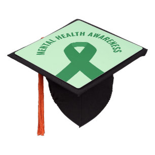 Mental Health Awareness Green Ribbon Graduation Cap Topper