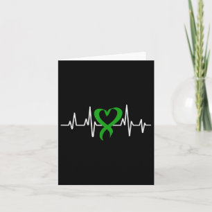 Mental Health Awareness Green Ribbon Heartbeat For Card