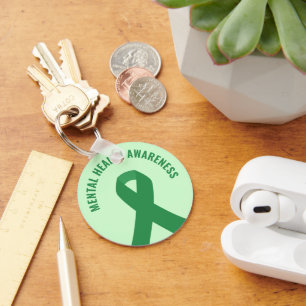 Mental Health Awareness Green Ribbon Keychain