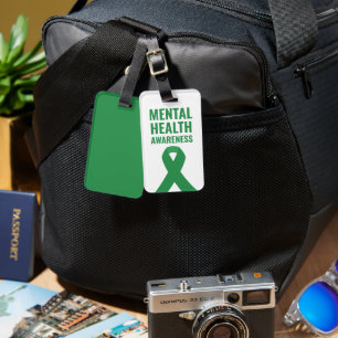 Mental Health Awareness Green Ribbon Luggage Tag