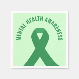 Mental Health Awareness Green Ribbon Napkin