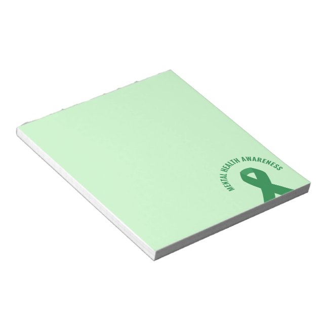 Mental Health Awareness Green Ribbon Notepad (Angled)