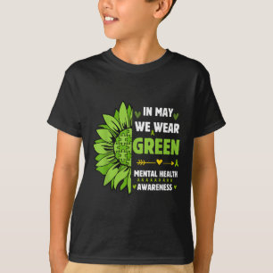 Mental Health Awareness Green Ribbon Sunflower  T-Shirt
