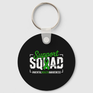 Mental Health Awareness Green Ribbon Support Squad Keychain