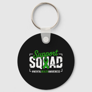 Mental Health Awareness Green Ribbon Support Team Keychain