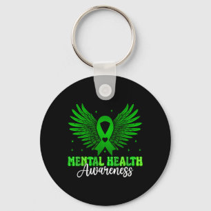 Mental Health Awareness Green Ribbon Women Girls Keychain