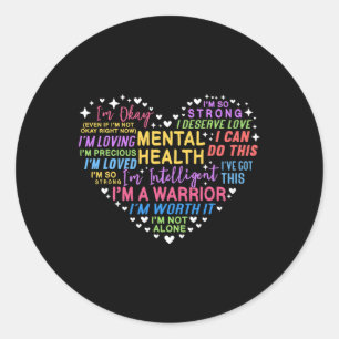 Mental Health Awareness Heart  Classic Round Sticker