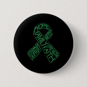 Mental Health Awareness Illness Green Ribbon Words 2 Inch Round Button