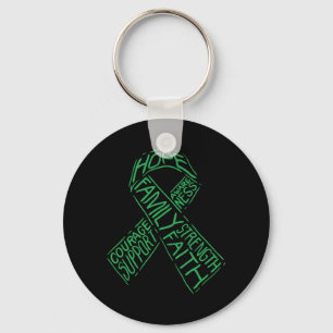 Mental Health Awareness Illness Green Ribbon Words Keychain
