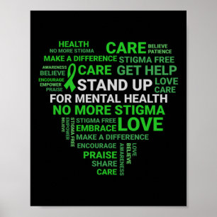 Mental Health Awareness In May Green Ribbon No Sti Poster