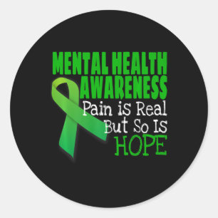 Mental Health Awareness  Mental Health Ribbon Classic Round Sticker