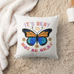Mental Health Awareness Monarch Butterfly Throw Pillow