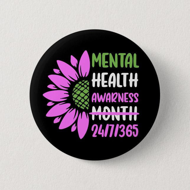 Mental Health Awareness Month 2 Inch Round Button (Front)