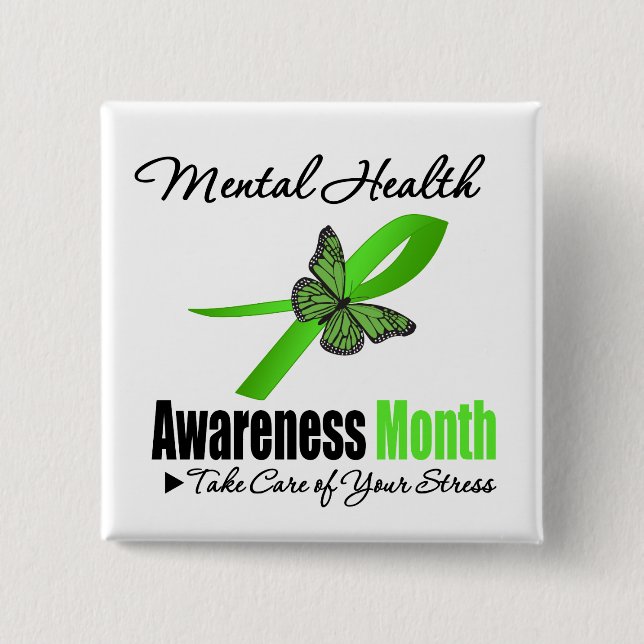 Mental Health Awareness Month 2 Inch Square Button (Front)