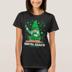 Mental Health Awareness Month Green Ribbon Gnome  T-Shirt