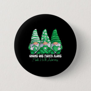 Mental Health Awareness Month Green Ribbon Gnomies 2 Inch Round Button