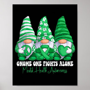 Mental Health Awareness Month Green Ribbon Gnomies Poster