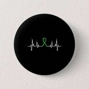 Mental Health Awareness Month Green Ribbon Heartbe 2 Inch Round Button