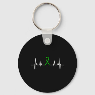 Mental Health Awareness Month Green Ribbon Heartbe Keychain