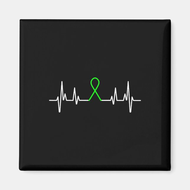 Mental Health Awareness Month Green Ribbon Heartbe Magnet (Front)