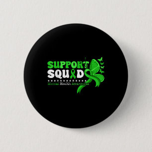 Mental Health Awareness Month Green Ribbon Support 2 Inch Round Button