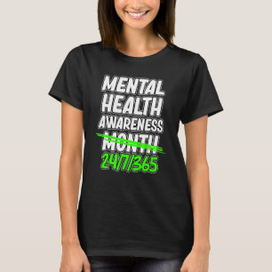 Mental Health Awareness Month Green Ribbon Support T-Shirt