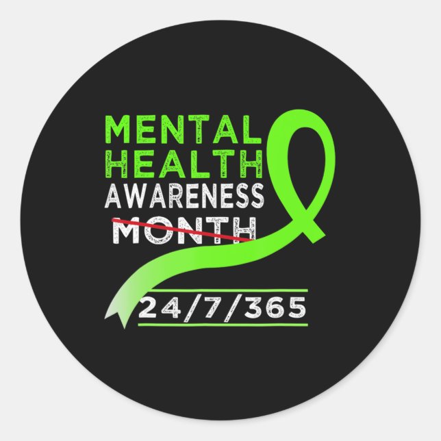 Mental Health Awareness Month Of May Fight The Sti Classic Round Sticker (Front)