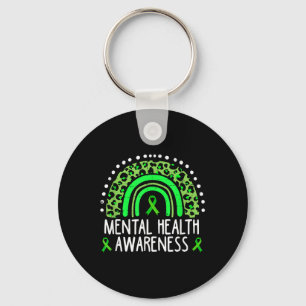 Mental Health Awareness Month Rainbow Leopard Boho Keychain