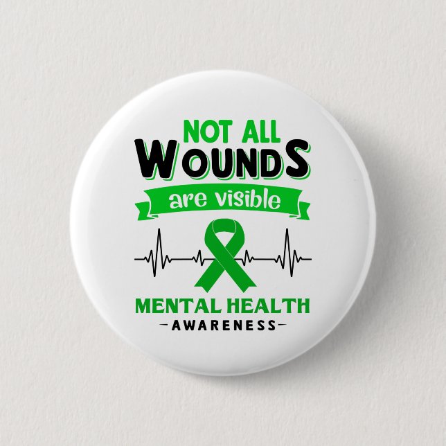 Mental Health Awareness Month Ribbon Gifts 2 Inch Round Button (Front)