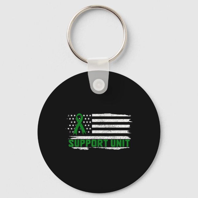 Mental Health Awareness Month Support Unit Green R Keychain (Front)