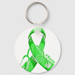 Mental Health Awareness Nurse Stethoscope Green Ri Keychain