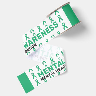 Mental Health Awareness Pattern Ribbon Grosgrain Ribbon