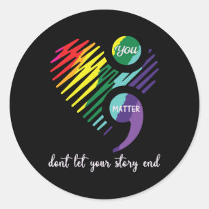 Mental Health Awareness Positive Quote Heart Semic Classic Round Sticker