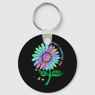 Mental Health Awareness Puzzle Sunflower  Keychain