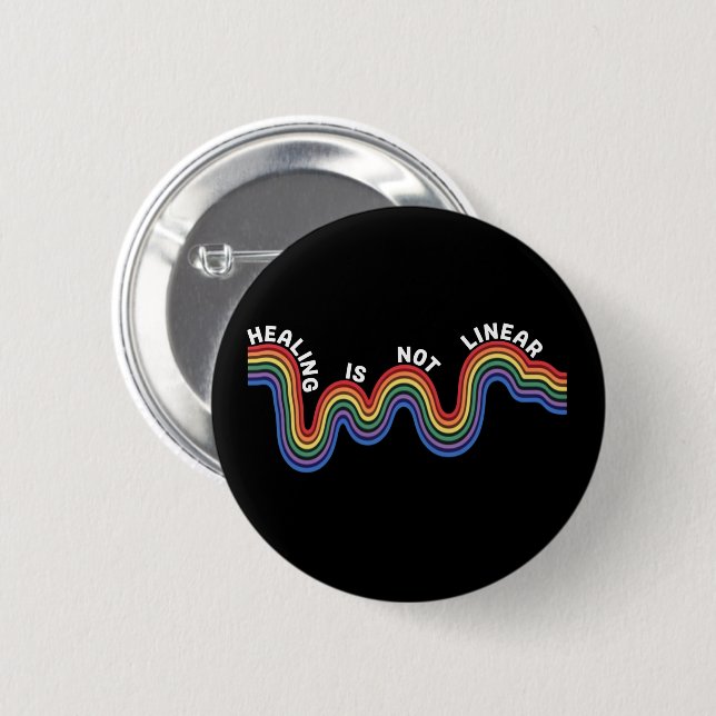 Mental Health Awareness Rainbow LGBTQ 2 Inch Round Button (Front & Back)