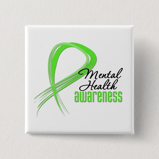 Mental Health Awareness Ribbon 2 Inch Square Button (Front)