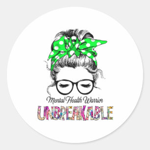 Mental Health Awareness Ribbon Support Gifts Classic Round Sticker