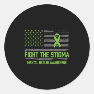 Mental Health Awareness Shirt Fight The Stigma Men Classic Round Sticker