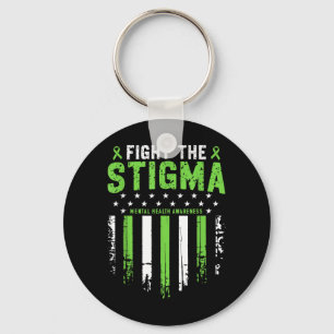 Mental Health Awareness Shirt Green Ribbon Fight Keychain